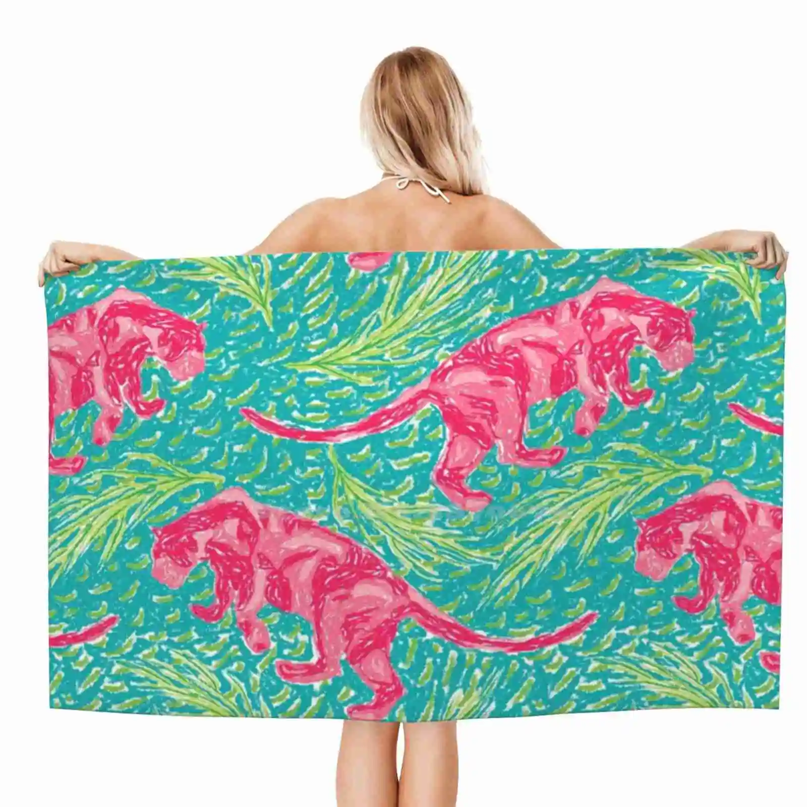 Pink Panther Jungle Asciugamano Da Spiaggia Ad Asciugatura Rapida Asciugamani Da Bagno In Microfibra Panther Pink Panther Pink Pink Pink Cheetah Cheet