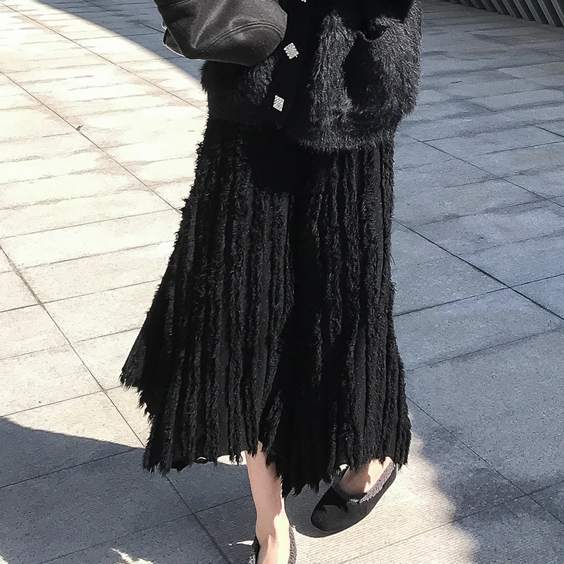 Najtaniej Cheerart jesień długi spódnica kobiety elastyczna wysoka talia damska asymetryczna spódnica z piór koreański mody spódnica odzież