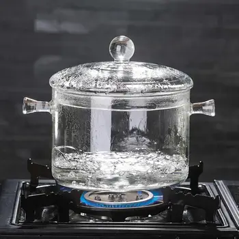

Hot Heat Resistant Borosilicate Glass Soup Pot Stockpot Transparent Soup Cooker Boil Water Instant Noodles Porridge Cooker Stock