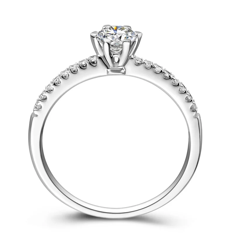 Женское кольцо из белого золота 14K Au585 свадебные вечерние кольца в форме сердца с 6