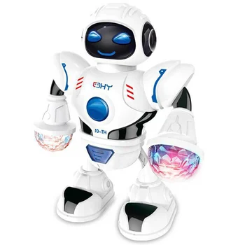 

LED Flashing Space Battery Operated Walking Toys Electronic Funny With Music Birthday Moving Smart Light Dancing Robot New Year