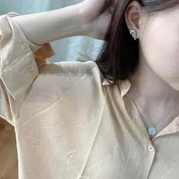 

MLKENLY Minimalist 925 sterling silver earrings for women INS Nordic style flowing stud earrings