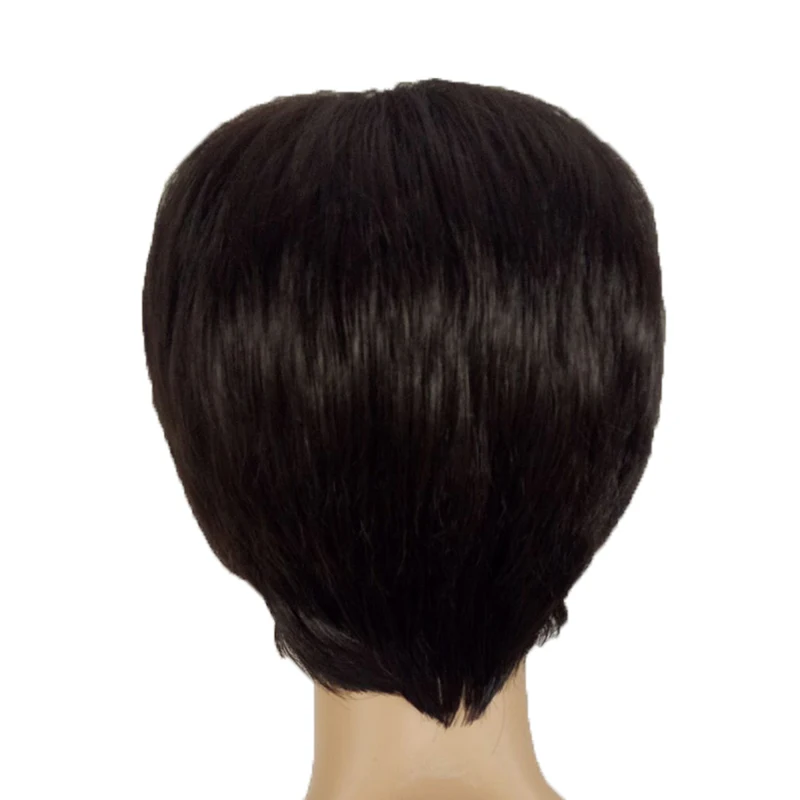 HAIRJOY Short  Straight Full Wig for Women and Men SyntheticHair Wigs Side Bangs Heat Resistant 5 Colors Available Free Shipping