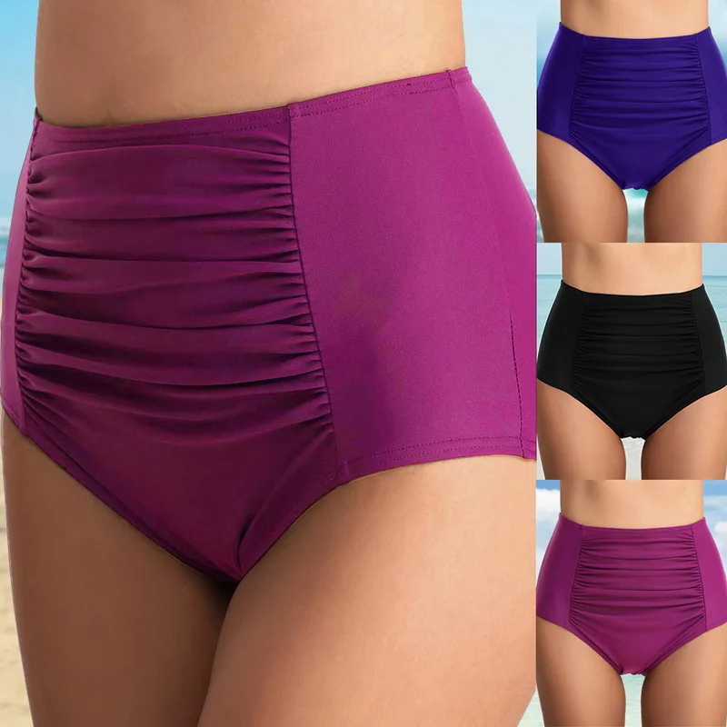 LOOZYKIT, сексуальные женские плавки, бикини, шорты для плавания, высокая талия, одноцветные, винтажные, пуш-ап, купальники размера плюс, нижнее белье