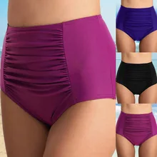 LOOZYKIT, сексуальные женские плавки, бикини, шорты для плавания, высокая талия, одноцветные, винтажные, пуш-ап, купальники размера плюс, нижнее белье