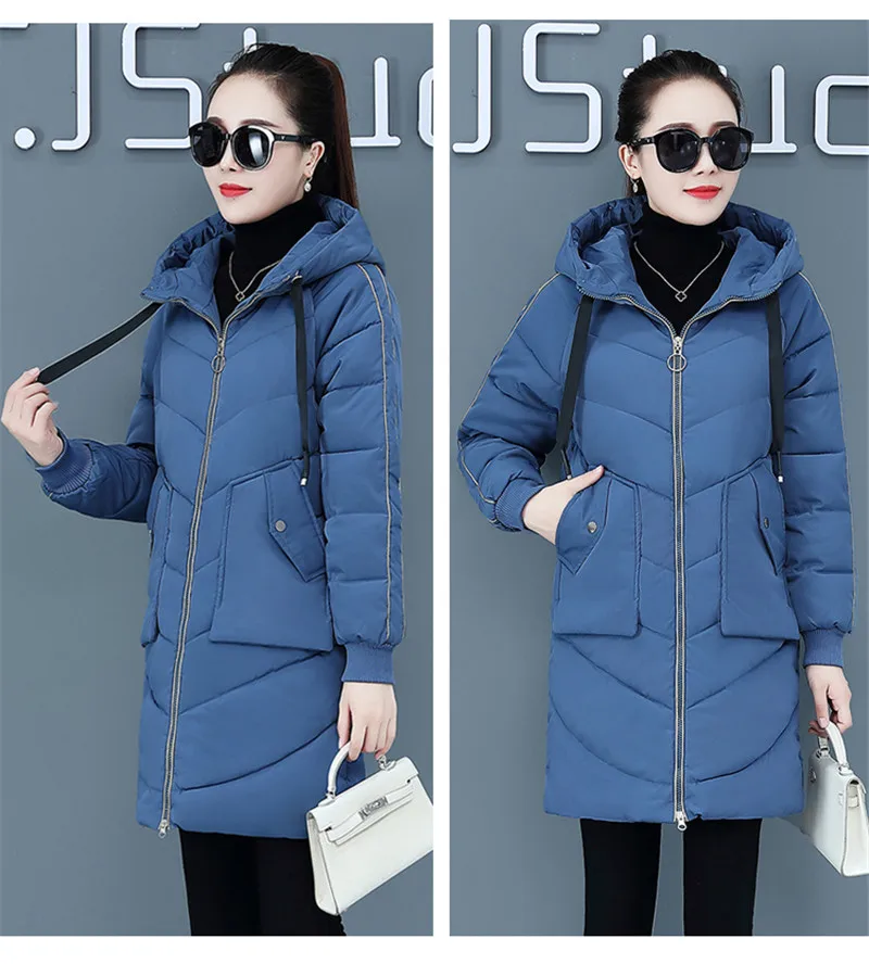 High Quality Winter Jacket Women Parker Thick Down Cotton Jacket Large Size Mid-Long Hooded Outerwear Women Warm Winter Coat