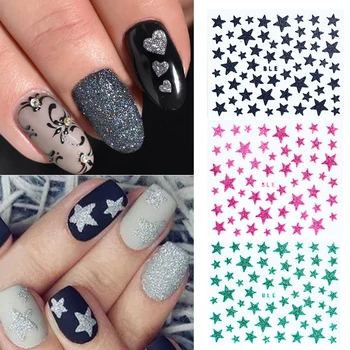 

1 Sheet 3D Nail Slider Star And Heart Patterns Stickers Glitter Shiny Decal DIY Transfer Adhesive Nail Art Tattoo Manicures Tips