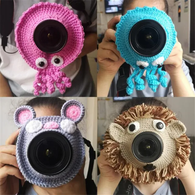 Photography Accessories Props Animal Camera Buddies Hand knitted Camera Lens Decorative Ring For Baby Pet Photo Guide Doll Toys 1