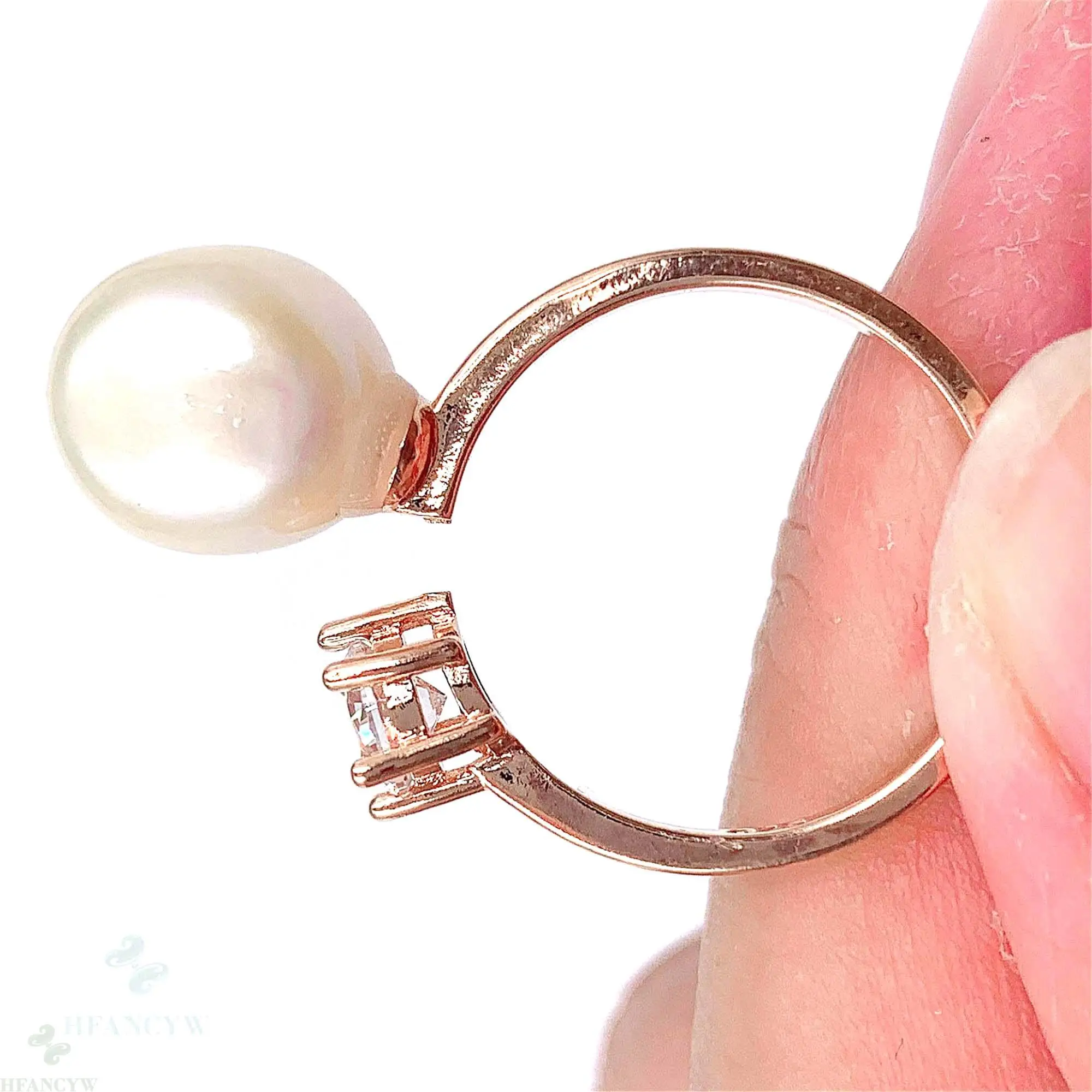 White Baroque Pearl Open Adjustable Rose Gold Ring Wedding Gift Elegant Classic Teardrop Luxury Flawless Women | Украшения и