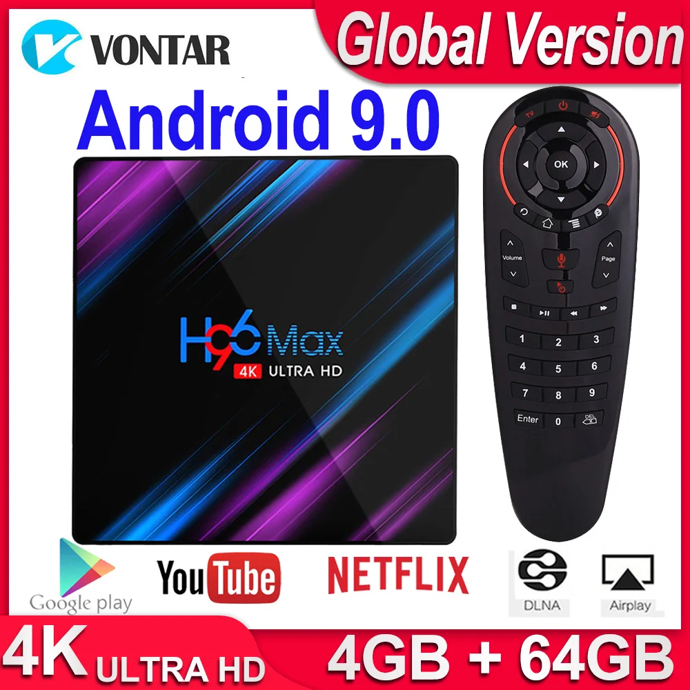 H96 Max RK3318 Smart TV Box with Android 9.0 - 4GB RAM, 64GB ROM