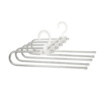 

Multifunction 5-in-1 Stainless Steel Portable Hanger For Pants Double Hangers Clothes Storage Shelves FPing