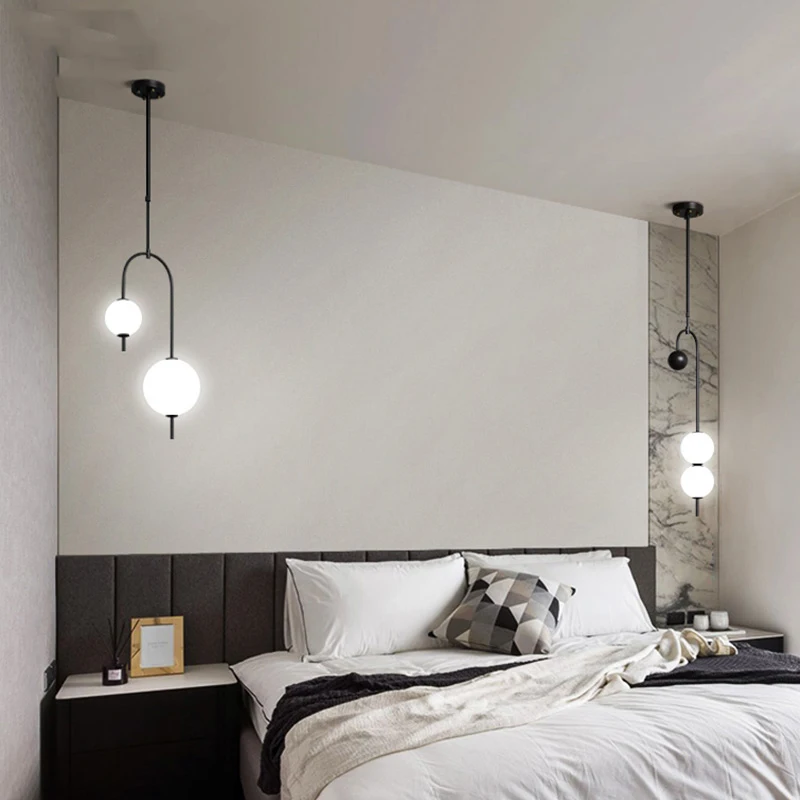 Nordic White glass Pendant Lights Lighting LED Light Fixture Pendent Lamp Dining Living Room Bedroom Kitchen Cafe Hanging Lamp