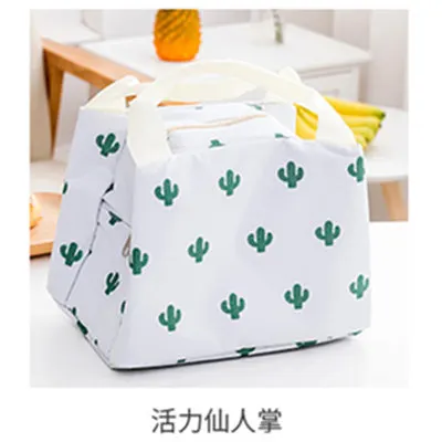 Белый Portable Lunch Box Bag Outdoor Insulation Package Thick Winter Warmth School Company Bento Box Storage Bag Flower - Цвет: Белый