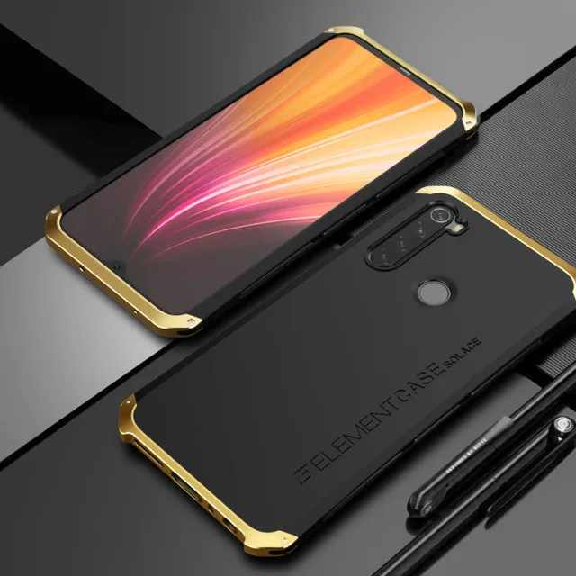 Ударопрочный металлический корпус для Xiaomi Redmi Note 8 Pro, чехлы Note8, жесткий алюминиевый Гибридный чехол для ПК для Redmi Note 8, задняя крышка - Цвет: Gold Black