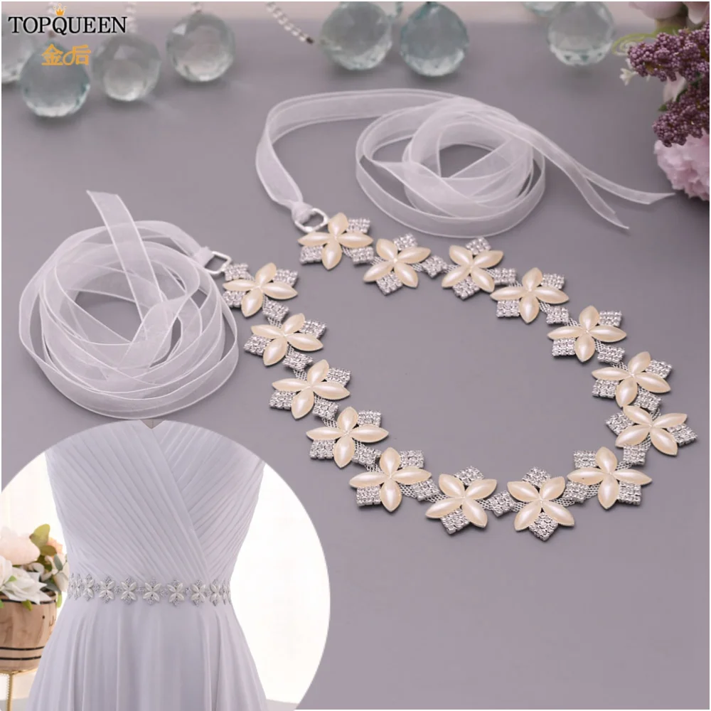 

TOPQUEEN Wedding Dress Sash Ivory Wedding Dress Accessories Belt Twotwinstyle Belt Wedding Flowers Belt Bridal Sash Belt S298