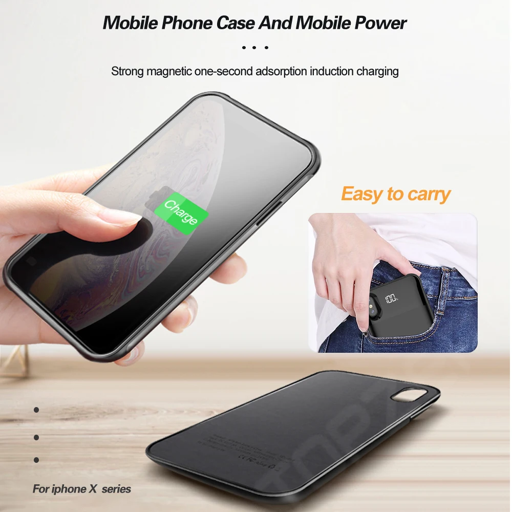 Чехол для зарядного устройства для iPhone X, XS, XR, XS, MAX, светодиодный внешний аккумулятор, Внешний чехол, чехол для iPhone 11 PRO, MAX, Магнитный чехол для аккумулятора