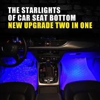 

2/4PCS Car LED Starry Foot Light USB Atmosphere Ambient DJ Mixed Colorful Music Rhythm Sound Voice Control Laser Lamps CSV