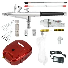 Аэрограф компрессорная установка тяжести 0,4 мм& 0,3 мм 2cc& 7cc двойного действия пистолет-распылитель Набор для Красота арт бодиарт модель торта распыления