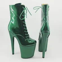 Leecabe/Блестящие Зеленые туфли для танцев на шесте 20 см/8 дюймов ботинки на платформе с высоким каблуком ботинки для танцев на шесте с закрытым носком