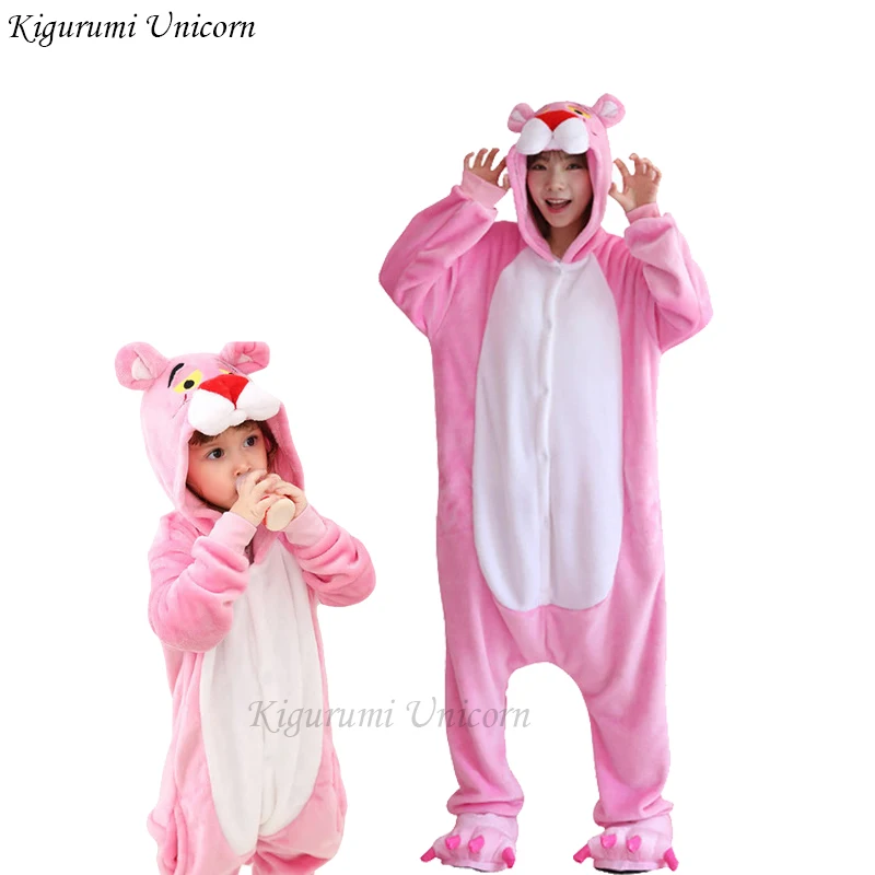 Женские пижамы кигуруми с единорогом для взрослых и детей; зимняя Пижама с животными; комбинезон; женская пижама для косплея; домашняя одежда - Цвет: pink bear