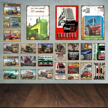 Сельскохозяйственный трактор металлические знаки табличка винтажный оловянный знак металлический плакат Настенный декор для гаража бара паба человек пещера декоративная тарелка YA023