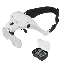  Microblading Adjustable 5 Lens Loupe LED Light For Permanent Makeup Headband Magnifier Glass LED Magnifying Glasses With Lamp 