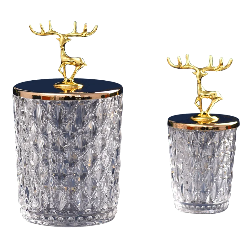 Golden Elk Glass Bottle Animal Decorative Candy Glass Jars with Lids Sugar Dried Fruit Tanks Coffee Table Desktop Storage Jar 6