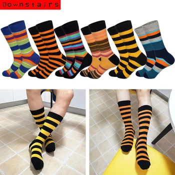 

Downstairs Combed Men Socks 2020 Newly Hip Hop British Style Classical Funny Pattern Trend Happy Socks