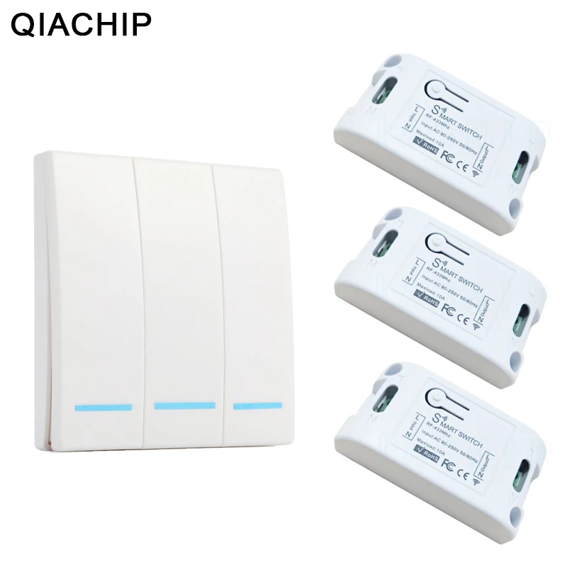 Умный Беспроводной Выключатель QIACHIP 433 МГц, светильник с радиочастотным дистанционным управлением, 110 В, 220 В, приемник, настенная панель, кнопка, потолочный светильник для спальни|Пульты ДУ| | АлиЭкспресс