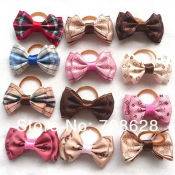

50PC/Lot Double-layer Dog Hair Bows Ribbon Puppy Dog Grooming Bows Pet Dog Accessories