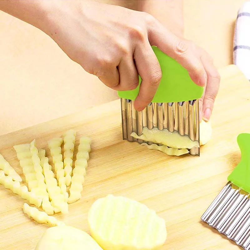 New Kitchen Tools Stainless Steel Vegetable Carrot Wavy Cutter Slicer Potato Chips Corrugated Knife Wrinkled French Fries