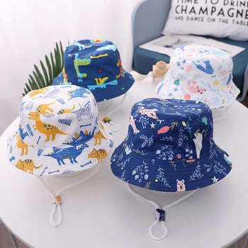 

Baby Print Hat Cartoon Cotton Bucket Hat Kids Summer Sun Cap Toddler Boys Girls Hat