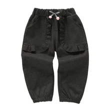 Осенние детские однотонные спортивные брюки с принтом для девочек длинные штаны детские повседневные Хлопковые Штаны для малышей