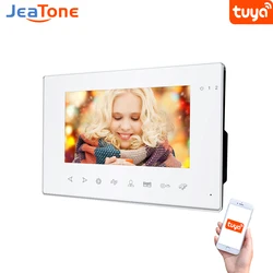 Jeatone escravo interno monitor para o sistema de vídeo porteiro ahd cvbs 960p tuya inteligente wi fi sem fio alarme tela segurança 86/84714