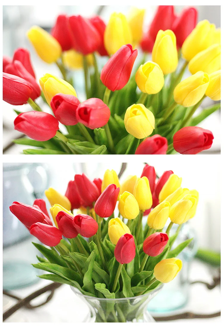 10 шт. тюльпаны Искусственные цветы полиуретан на ощупь как настоящий искусственное украшение букет Тюльпан для дома свадебные декорации цветок