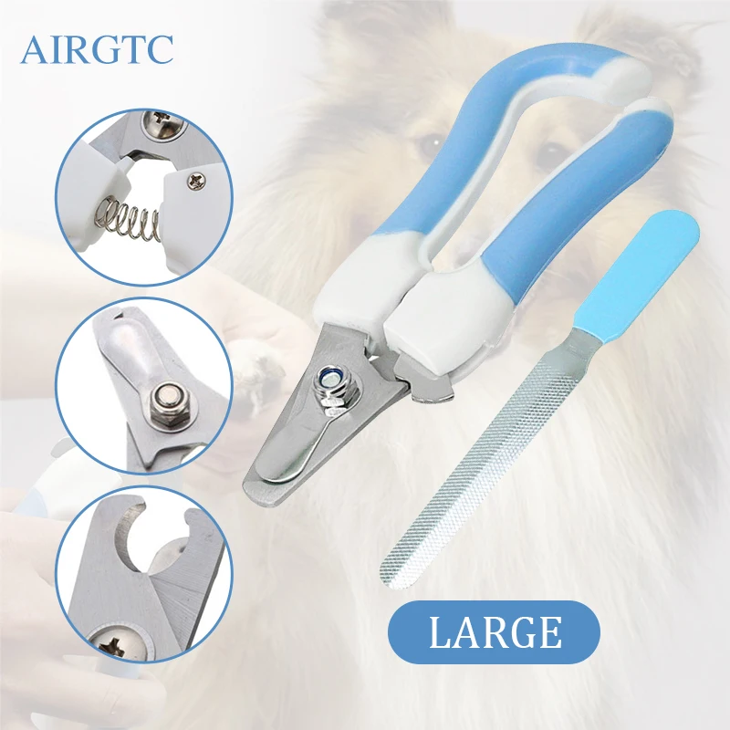 

AIRGTC Pet Safety Claw Nail Scissors Cutter Dogs & Cats Nail Clippers and Trimmer Pet Grooming Supplies Large Size