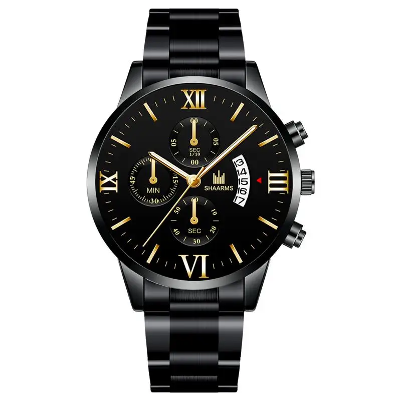 

Luxury Black Wristwatch For Men Stainless Steel Analog Quartz Date Watches Fashion Business Military Sport Watch Reloj Hombre