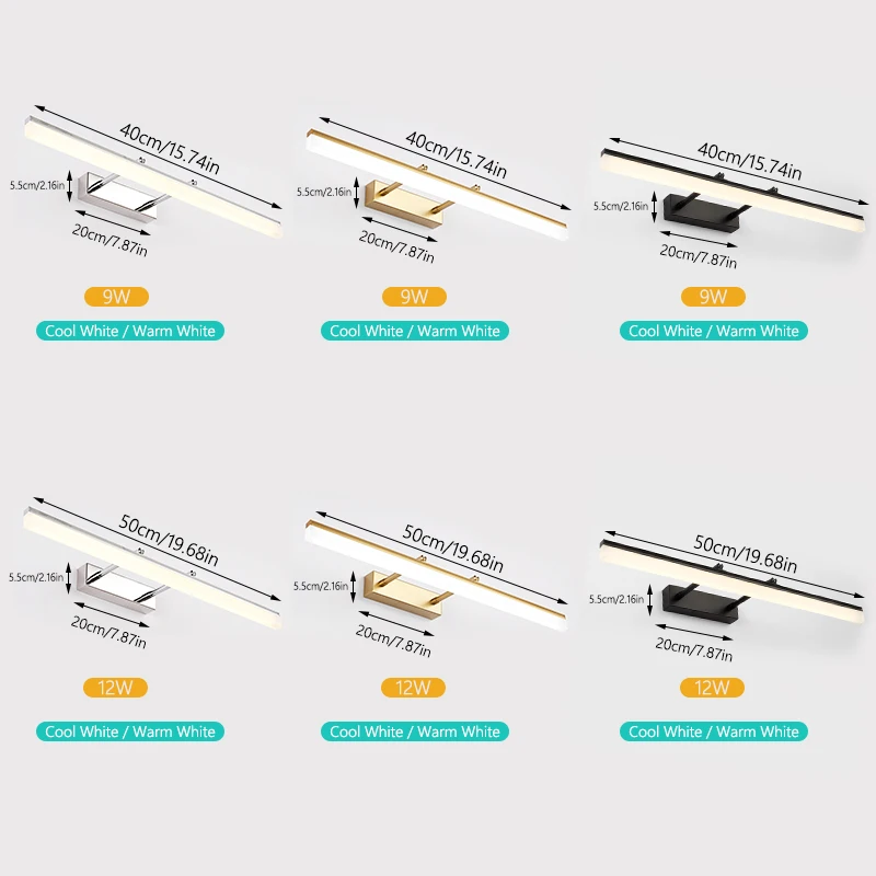 Зеркальная лампа для ванной Санузел Настенные светильники Khelse современный светодиодный настенный светильник 9 Вт 40 см или 12 Вт 50 см Комод зеркало для макияжа с подсветкой
