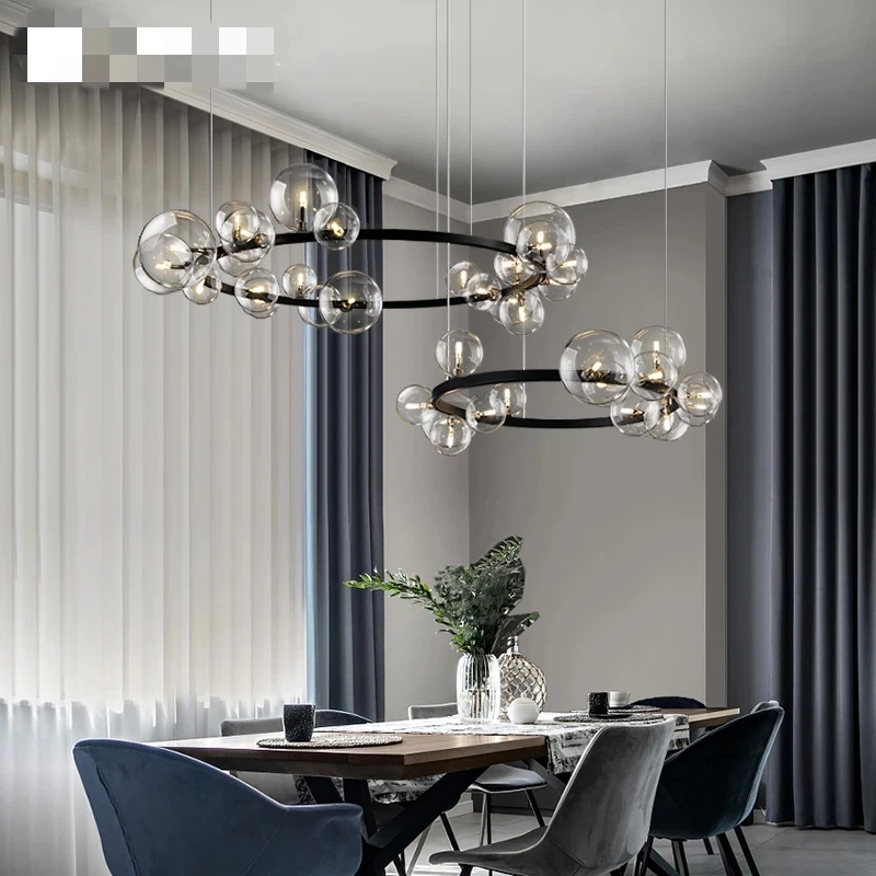 Clear Glass Bubble LED Chandelier Hall Parlor Lighting Fixtures Restaurant Bedroom Modern Hanglamp Cord Adjustable G9 Loft Deco led chandelier art lighting fixtures