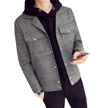 

2019 autumn new men's plaid jacket youth Korean version slim jacket trend casual tooling jacket shirt male lapel coat clothing