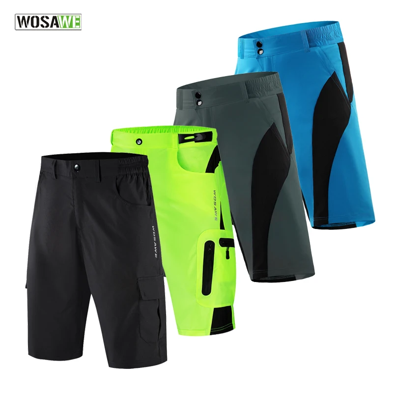 WOSAWE Baggy Cycling Shorts MTB Mountain Bike Loose-fit Padded Short Adjustable Waists Road Bike Short Trousers