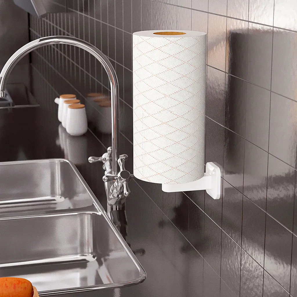 Wall Mount Paper Towel Holder Adhesive No Drilling Tissue Paper Towel