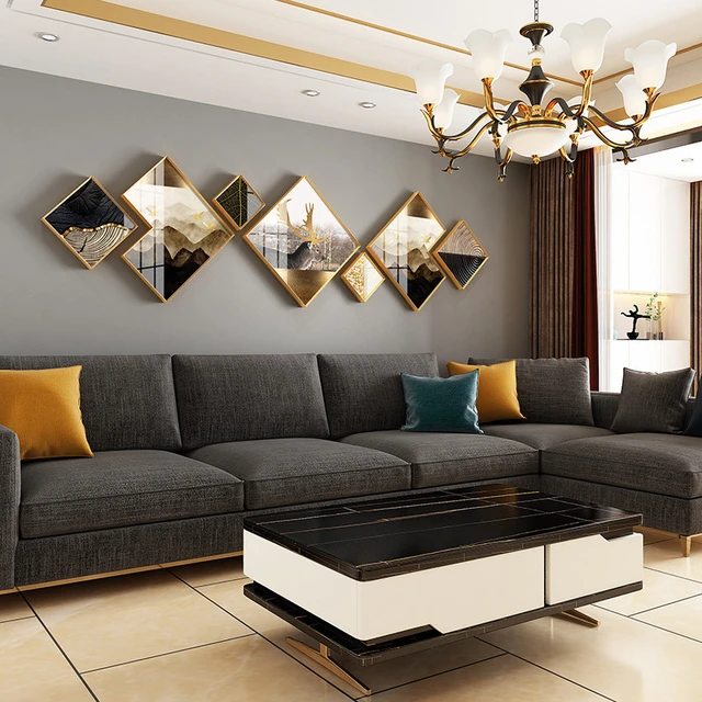 Cadre photo de luxe abordable moderne pour salon, cadres de peinture  murale, décor de fond de canapé - AliExpress