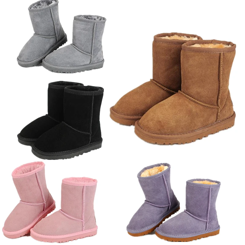 Детские зимние ботинки из овечьей кожи; меховые ботинки для мальчиков и девочек; детская Лыжная обувь для холодной зимы; кожаная обувь