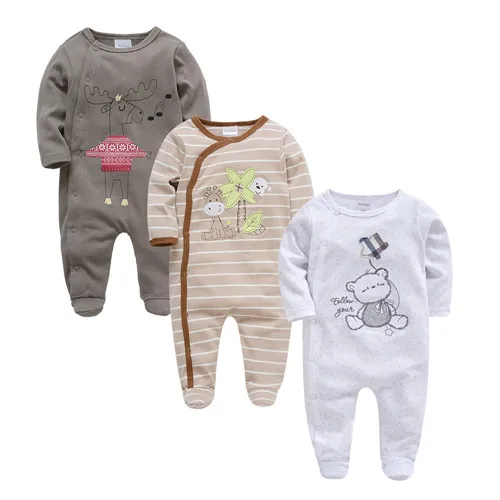 

Kavkas Baby Rompers 3pcs/lot Jumpsuit 100% Cotton Long Sleeve Animal Printed 0-12M Bebies Overalls