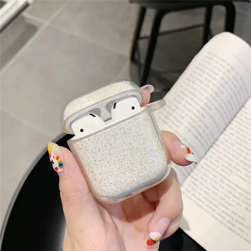 

For AirPod 2 Case 3D Glitter Transparent Cartoon Soft Silicone Wireless Earphone Cases For Apple Airpods Case Cute Cover Funda