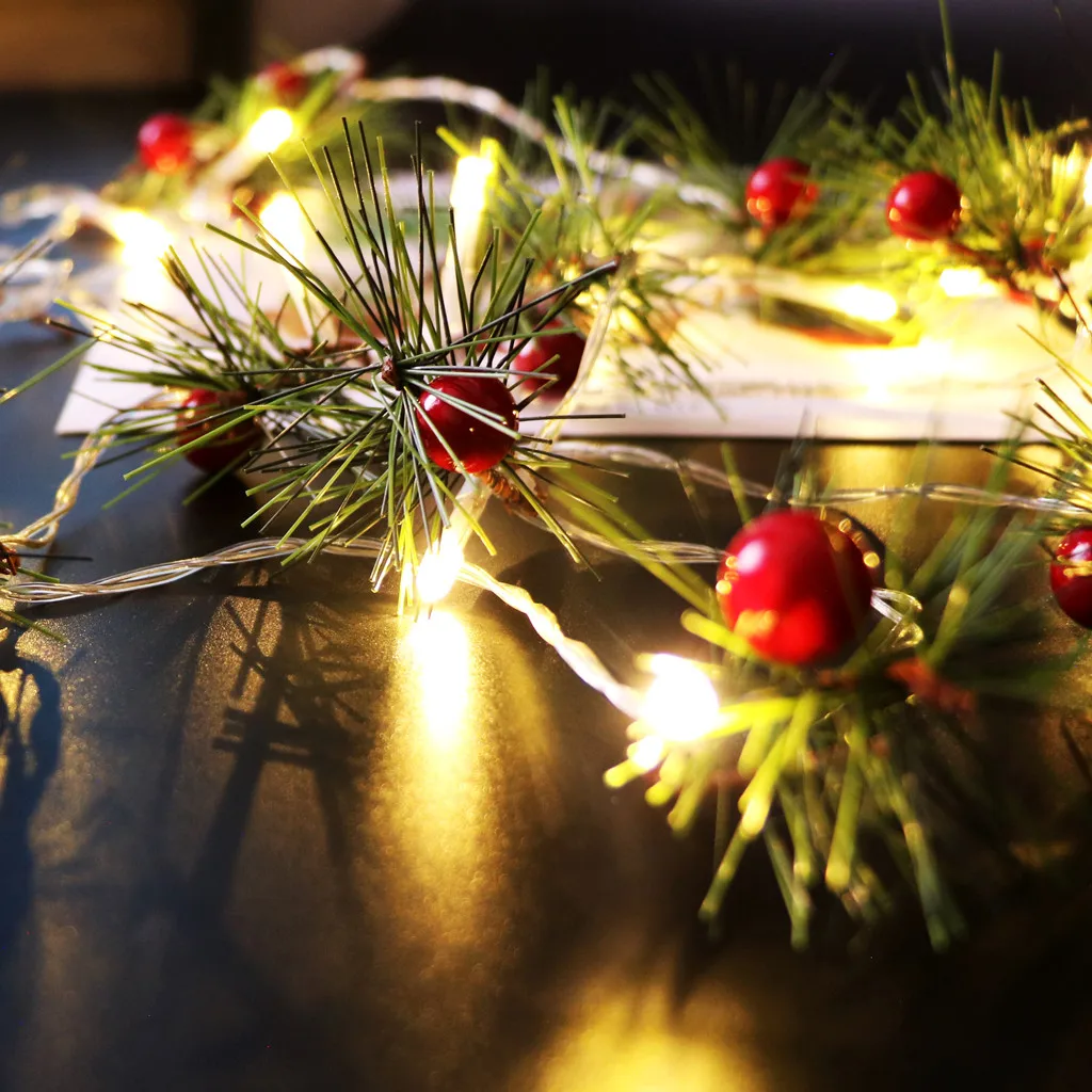 Christmas Tree string lights Pine Branch Berry Light Strings Decorative Lights гирлянда новогодняя гирлянда уличная 20 LED