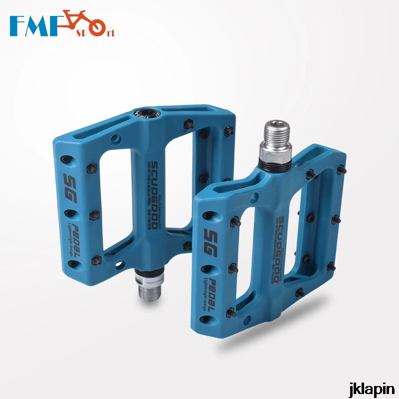 blue MTB горный велосипед велосипедная педаль нейлон волокно подшипник педаль фиксированная передача противоскользящая Y подножка - Цвет: blue