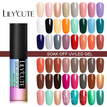 

LILYCUTE 5ml Gel Nail Polish Shiny Glitter Nails Art For extension nail gel Lak UV Colors Top Base Coat Hybrid Varnish
