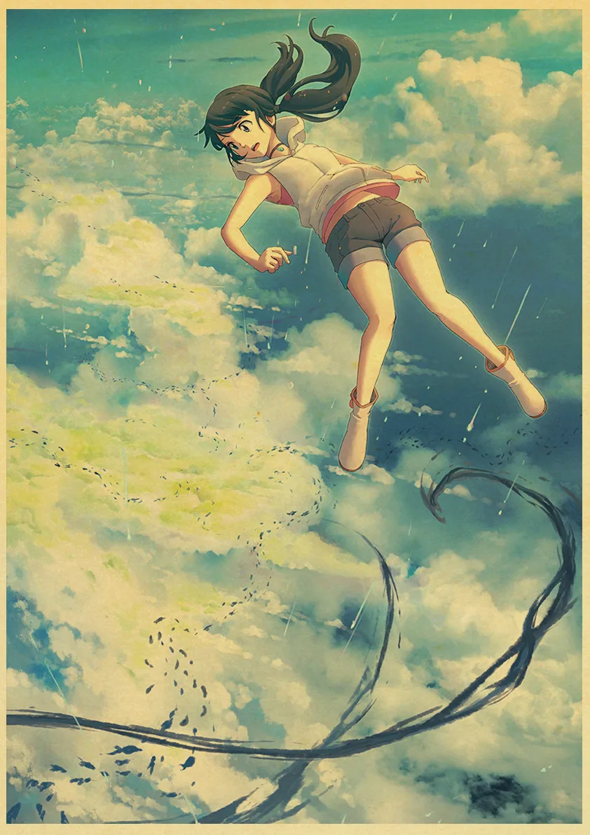 Makoto Shinkai фильм выветривание с вами Ретро плакаты японский унисекс Декор крафт-бумага Детская Спальня Декор